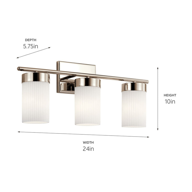 Kichler 55112PN Three Light Bath, Polished Nickel (4)