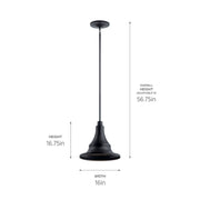 Kichler 59058BKT One Light Outdoor Pendant, Textured Black (3)