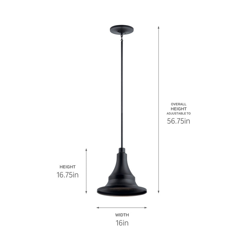 Kichler 59058BKT One Light Outdoor Pendant, Textured Black (3)