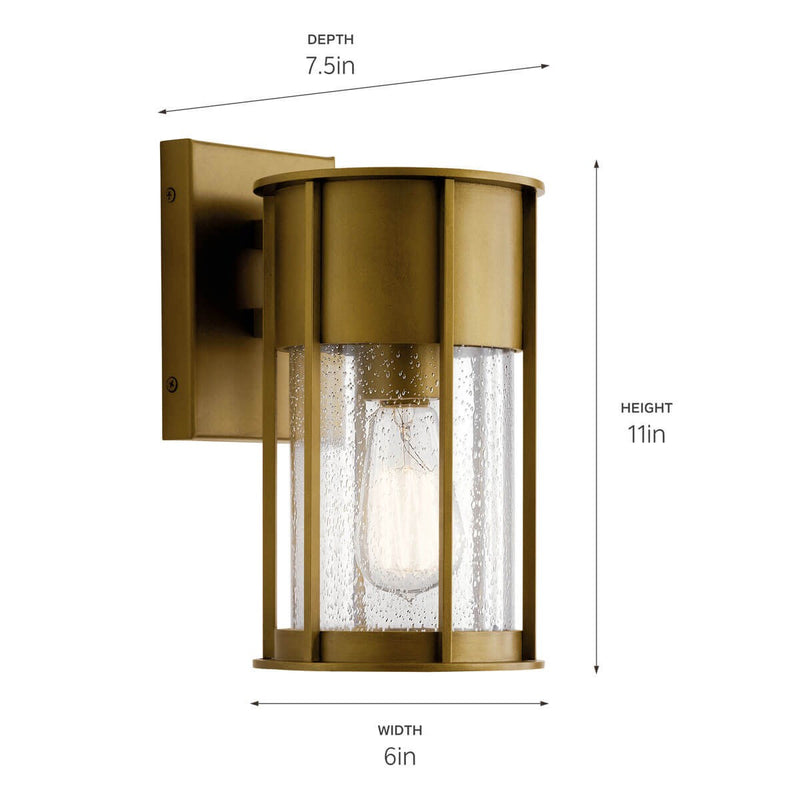 Kichler 59079NBR One Light Outdoor Wall Mount, Natural Brass (3)