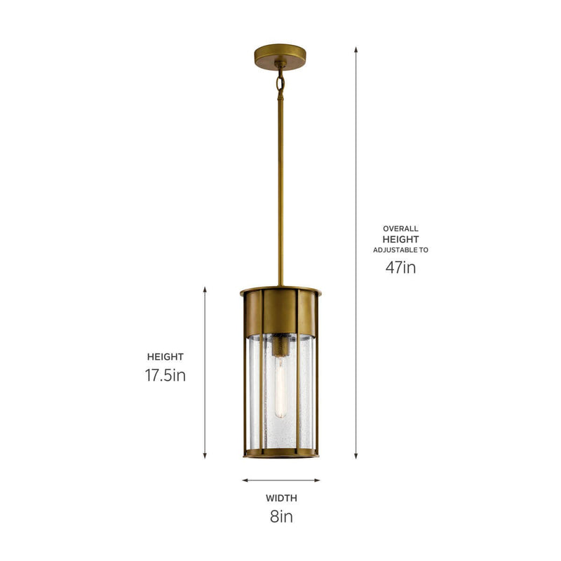 Kichler 59082NBR One Light Outdoor Pendant, Natural Brass (3)