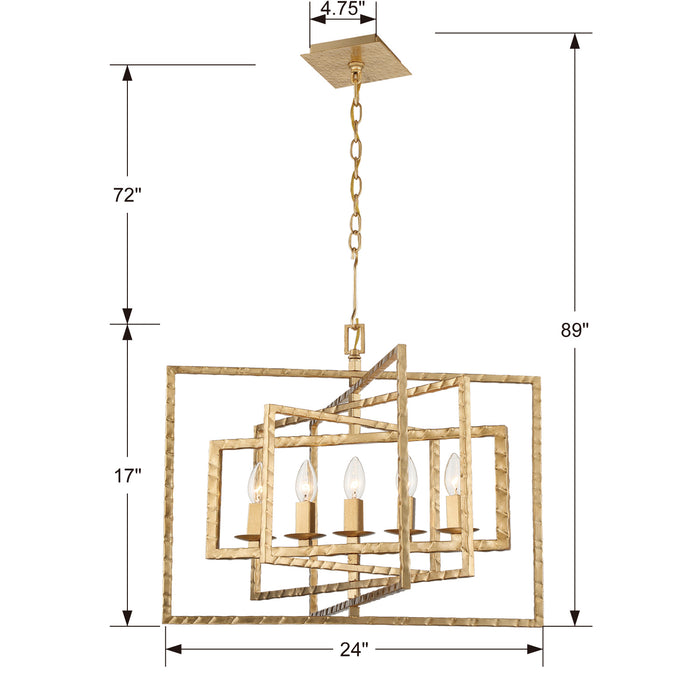 Crystorama 336-GA Capri Five Light Chandelier Antique Gold Alternate Image 4.jpg