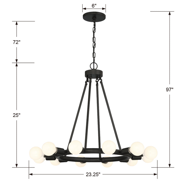 Crystorama 9045-BK Dakota 12 Light Chandelier Black Alternate Image 4.jpg