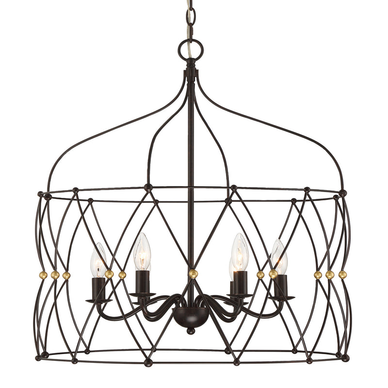 Crystorama ZUC-A9035-EB-GA Zucca Six Light Chandelier English Bronze / Antique Gold Alternate Image 2.jpg