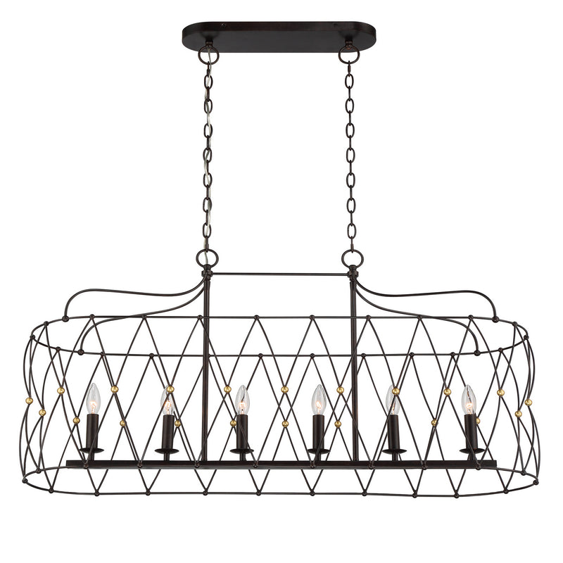 Crystorama ZUC-A9037-EB-GA Zucca Six Light Chandelier English Bronze / Antique Gold Alternate Image 2.jpg