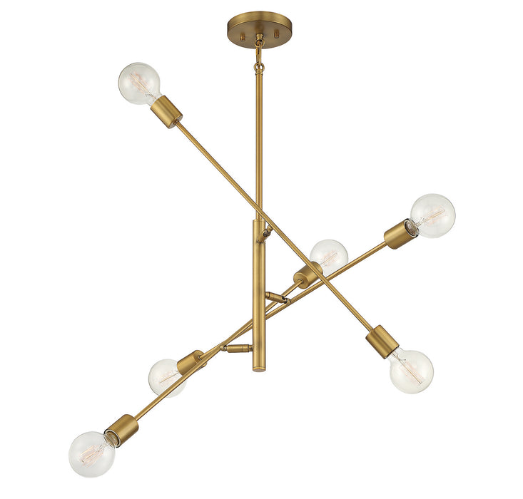 Shoppers Lighting SH10084NB Caroline Six Light Chandelier, Natural Brass Alternate Image 2.jpg