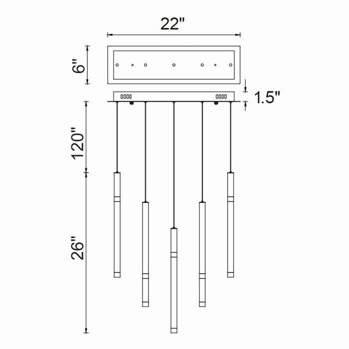 CWI Lighting 1262P22-5-101 Flute LED Chandelier Black Alt 6.jpg