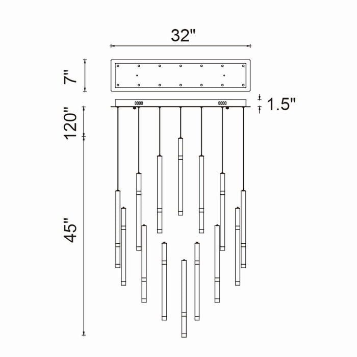 CWI Lighting 1262P32-14-101 Flute LED Chandelier Black Alt 5.jpg