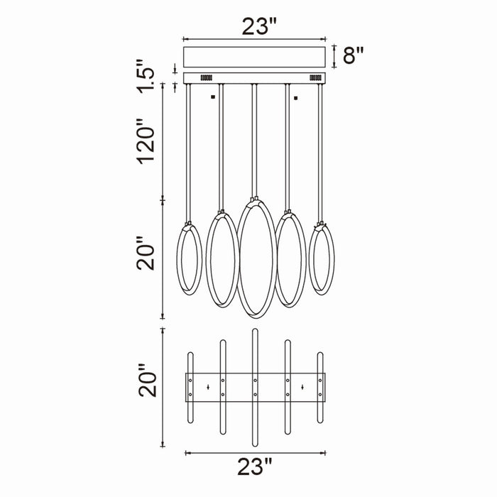 CWI Lighting 1273P23-5-101-RC Hoops LED Chandelier Black Alt 5.jpg