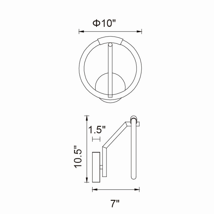 CWI Lighting 1273W10-1-101 Hoops LED Wall Sconce, Black Alternate Image.jpg