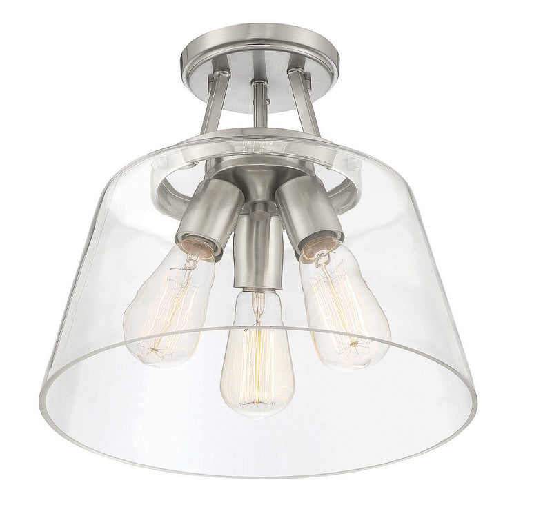 Savoy House 6-1024-3-SN Three Light Semi-Flush Mount, Satin Nickel (4)