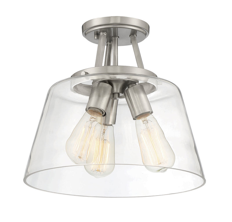 Savoy House 6-1024-3-SN Three Light Semi-Flush Mount, Satin Nickel (5)