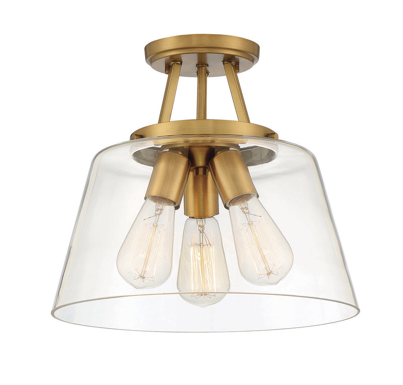 Savoy House 6-1024-3-322 Three Light Semi-Flush Mount, Warm Brass (3)