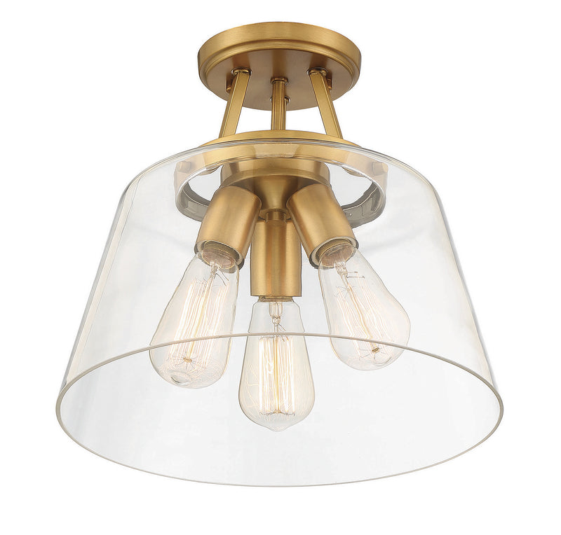 Savoy House 6-1024-3-322 Three Light Semi-Flush Mount, Warm Brass (4)