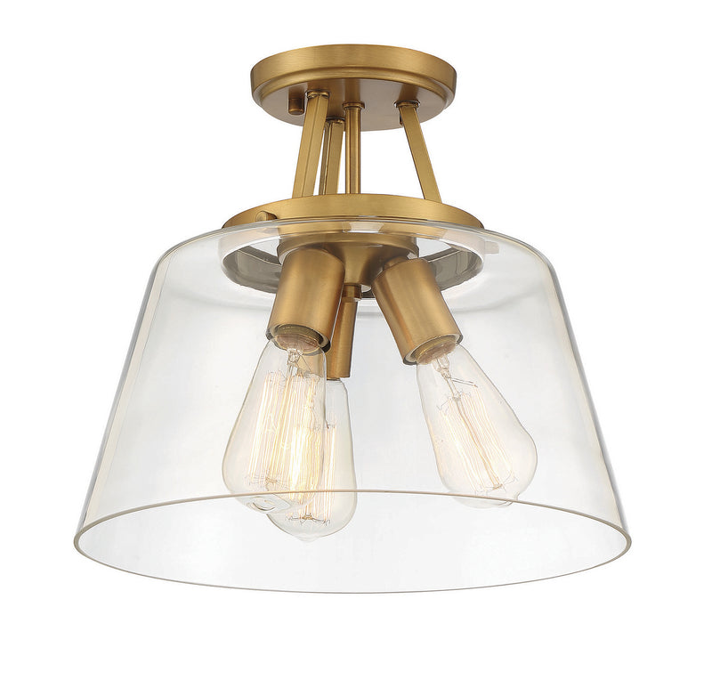 Savoy House 6-1024-3-322 Three Light Semi-Flush Mount, Warm Brass (5)