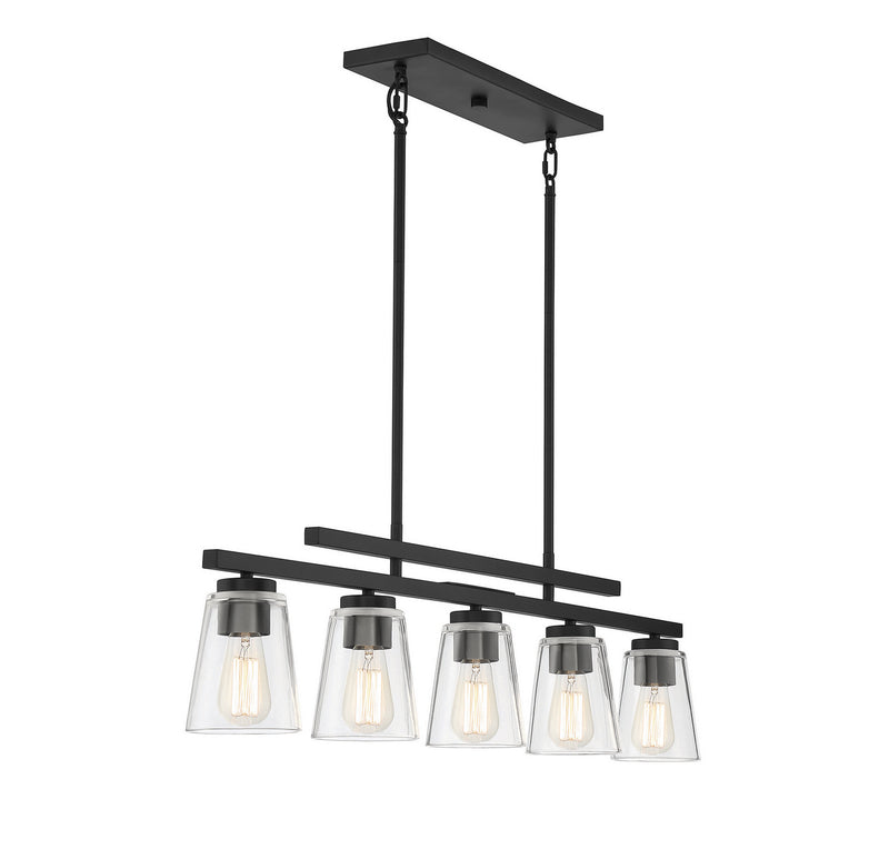 Savoy House 1-1023-5-89 Five Light Linear Chandelier, Matte Black (5)