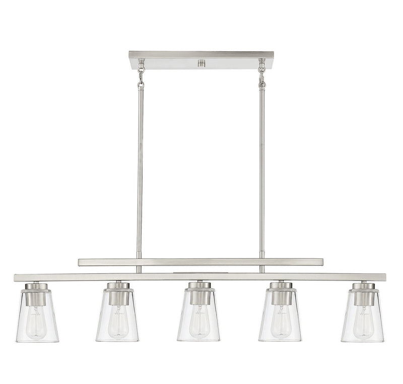Savoy House 1-1023-5-SN Five Light Linear Chandelier, Satin Nickel (2)