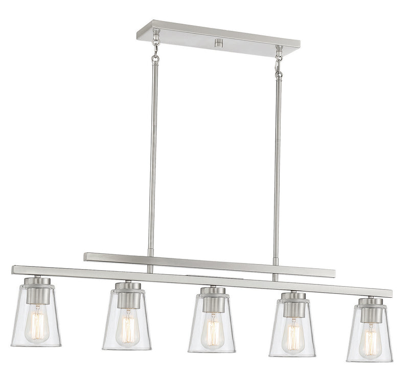 Savoy House 1-1023-5-SN Five Light Linear Chandelier, Satin Nickel (3)