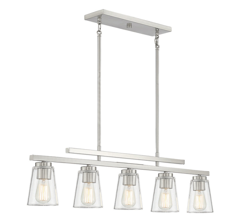 Savoy House 1-1023-5-SN Five Light Linear Chandelier, Satin Nickel (4)