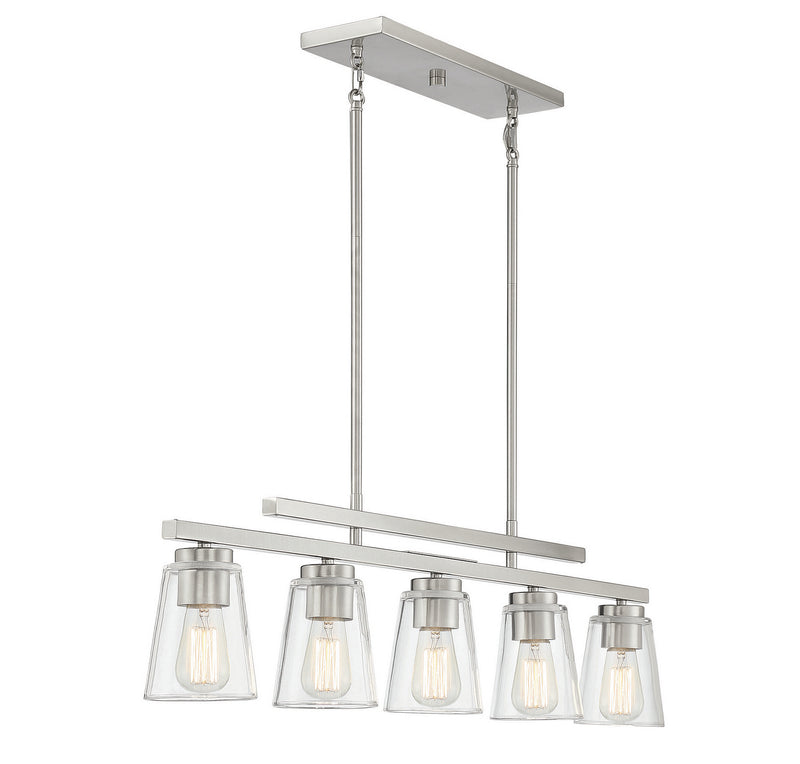 Savoy House 1-1023-5-SN Five Light Linear Chandelier, Satin Nickel (5)