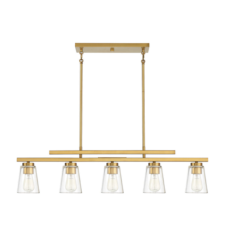 Savoy House 1-1023-5-322 Five Light Linear Chandelier, Warm Brass (2)