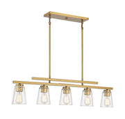 Savoy House 1-1023-5-322 Five Light Linear Chandelier, Warm Brass (3)