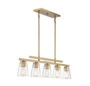 Savoy House 1-1023-5-322 Five Light Linear Chandelier, Warm Brass (5)