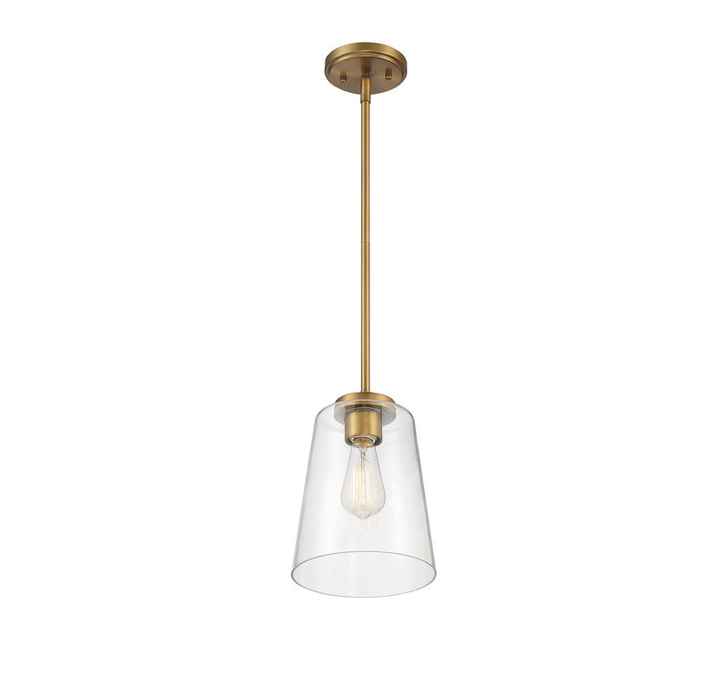 Savoy House 7-1027-1-322 One Light Mini-Pendant, Warm Brass (4)