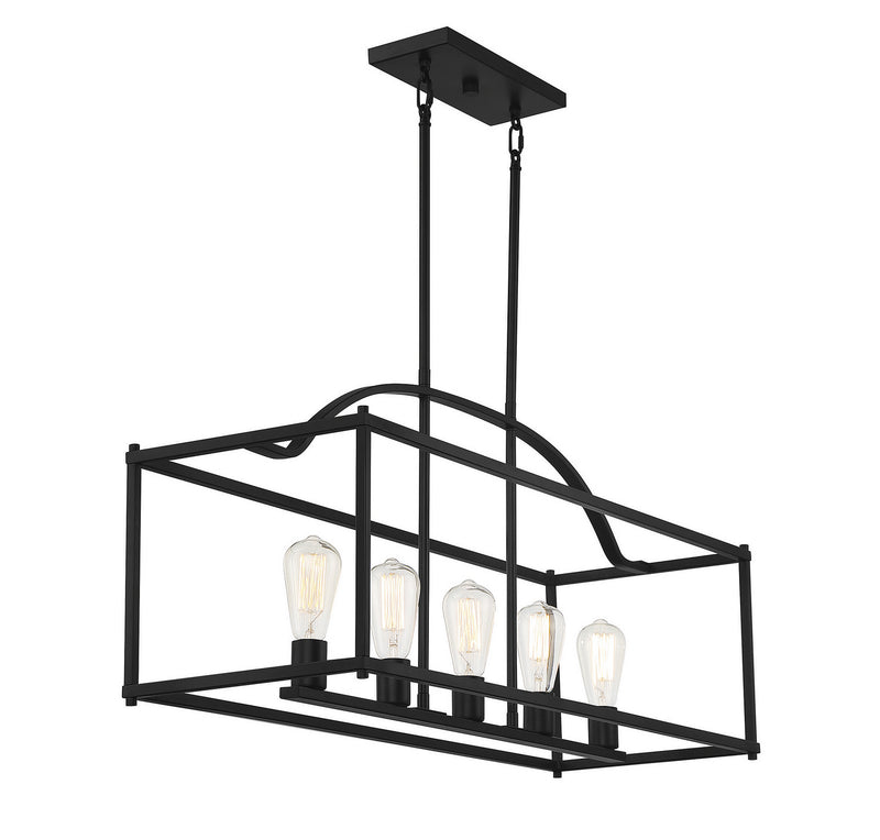 Savoy House 1-190-5-89 Five Light Linear Chandelier, Matte Black (5)