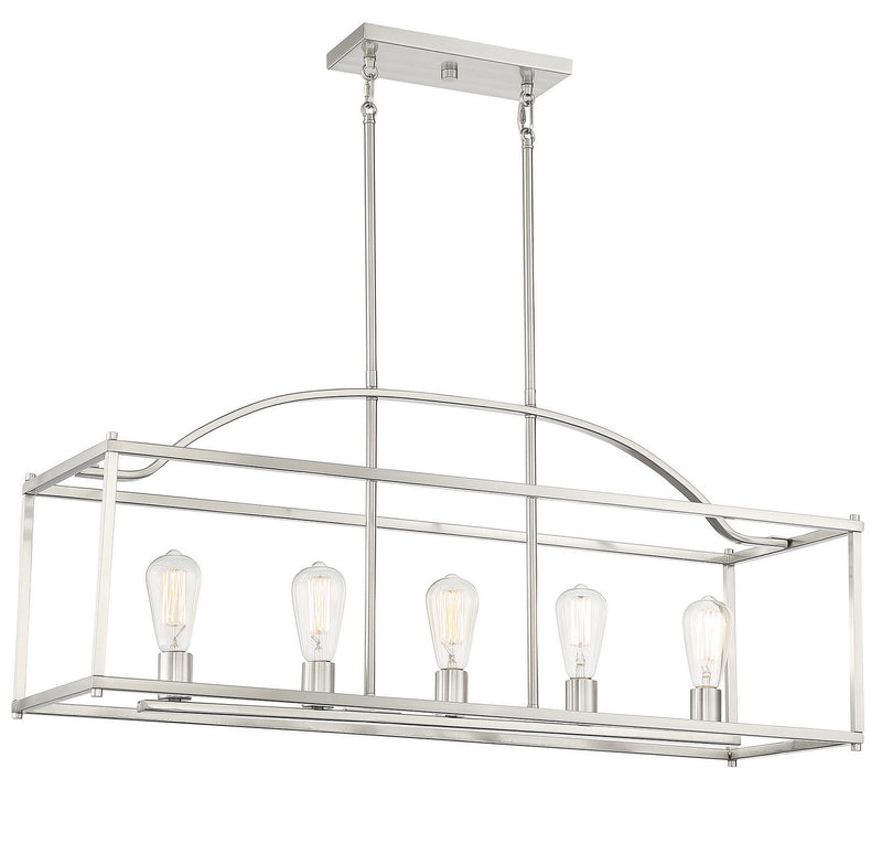 Savoy House 1-190-5-SN Five Light Linear Chandelier, Satin Nickel (3)