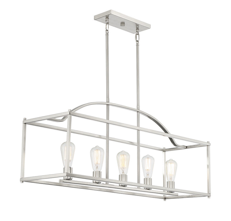 Savoy House 1-190-5-SN Five Light Linear Chandelier, Satin Nickel (4)