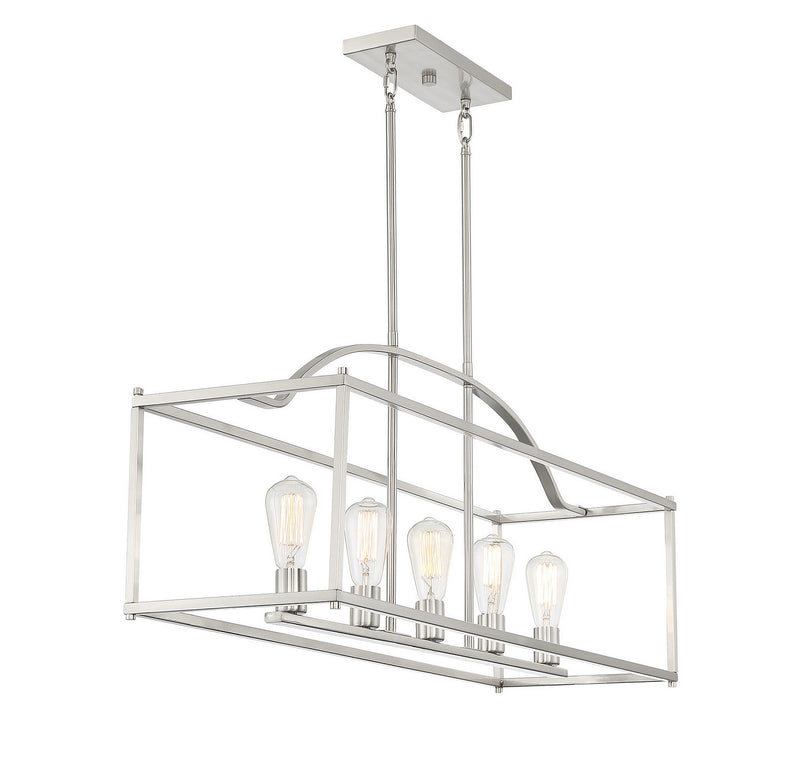 Savoy House 1-190-5-SN Five Light Linear Chandelier, Satin Nickel (5)