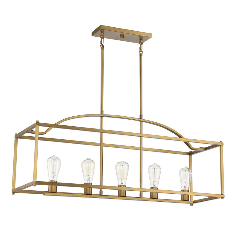 Savoy House 1-190-5-322 Five Light Linear Chandelier, Warm Brass (2)