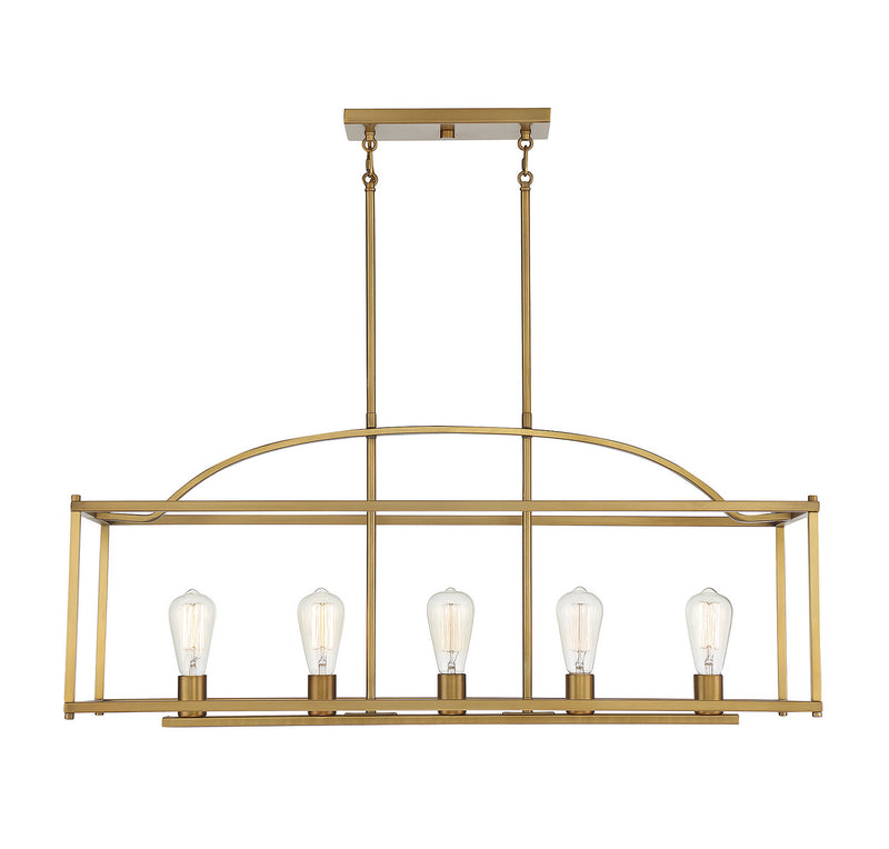 Savoy House 1-190-5-322 Five Light Linear Chandelier, Warm Brass (3)