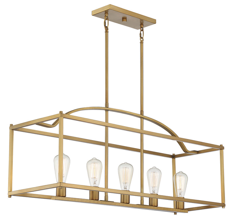 Savoy House 1-190-5-322 Five Light Linear Chandelier, Warm Brass (4)
