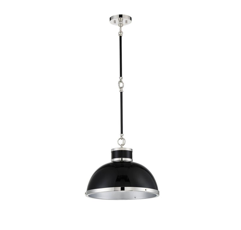 Savoy House 7-8882-1-173 One Light Pendant, Black with Polished Nickel Accents (2)
