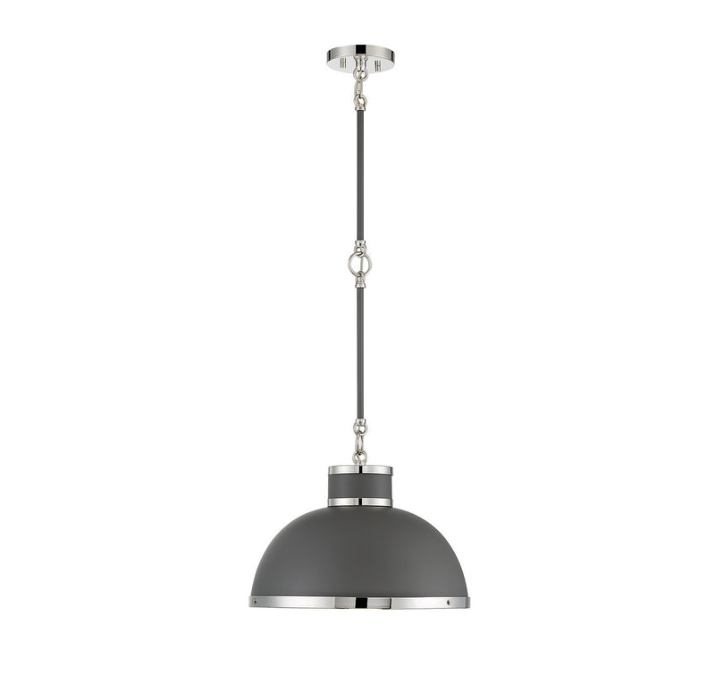 Savoy House 7-8882-1-175 One Light Pendant, Gray with Polished Nickel Accents (3)