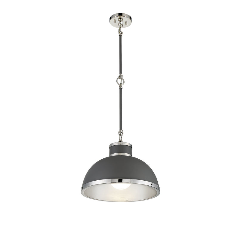 Savoy House 7-8882-1-175 One Light Pendant, Gray with Polished Nickel Accents (4)