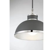 Savoy House 7-8882-1-175 One Light Pendant, Gray with Polished Nickel Accents (5)