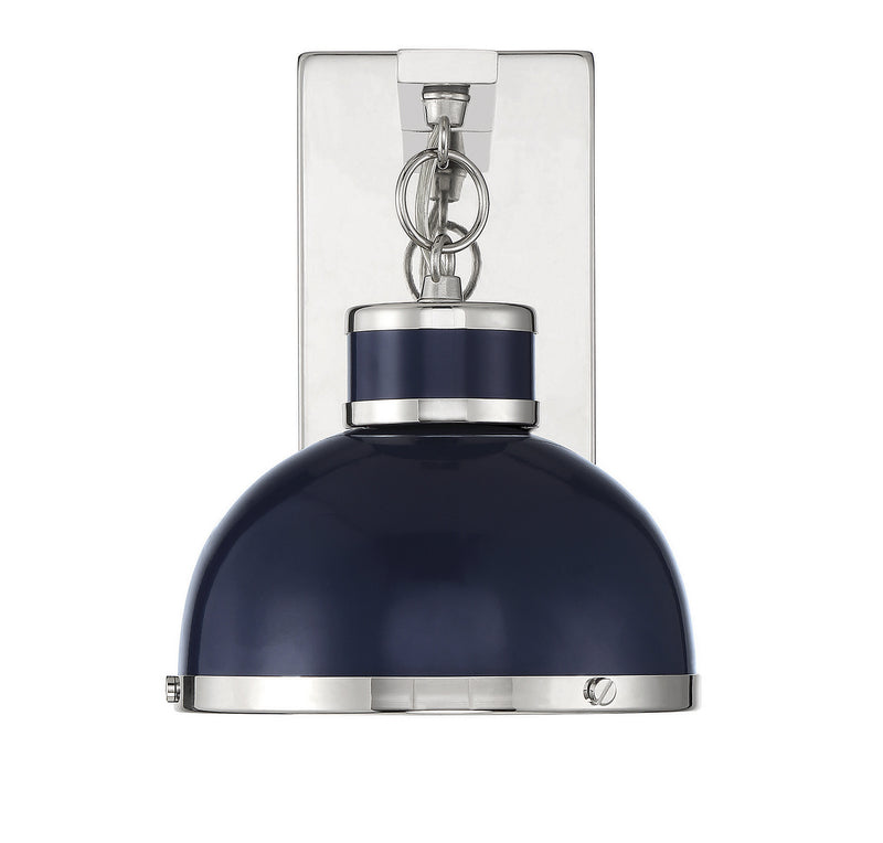 Savoy House 9-8884-1-174 One Light Wall Sconce, Navy with Polished Nickel Accents (3)