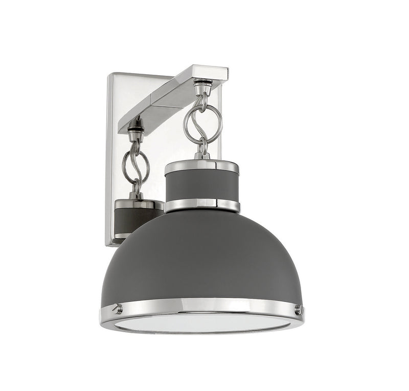 Savoy House 9-8884-1-175 One Light Wall Sconce, Gray with Polished Nickel Accents (2)