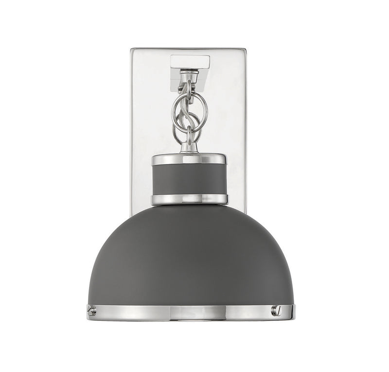 Savoy House 9-8884-1-175 One Light Wall Sconce, Gray with Polished Nickel Accents (3)