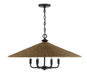 Savoy House 7-7772-6-180 Six Light Pendant, Matte Black w/Dark Rattan (2)