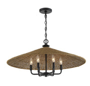 Savoy House 7-7772-6-180 Six Light Pendant, Matte Black w/Dark Rattan (3)