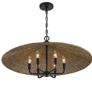Savoy House 7-7772-6-180 Six Light Pendant, Matte Black w/Dark Rattan (4)