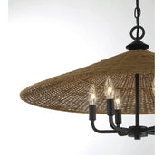 Savoy House 7-7772-6-180 Six Light Pendant, Matte Black w/Dark Rattan (5)