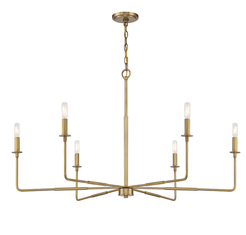 Savoy House 1-2221-6-322 Six Light Chandelier, Warm Brass (3)