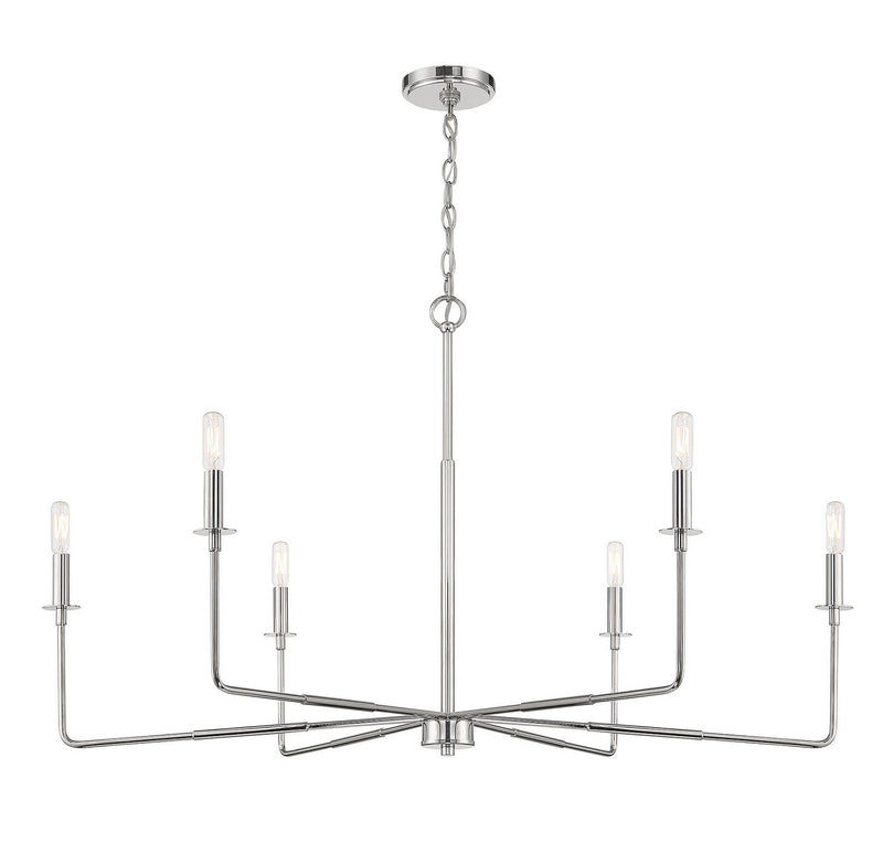 Savoy House 1-2221-6-109 Six Light Chandelier, Polished Nickel (4)