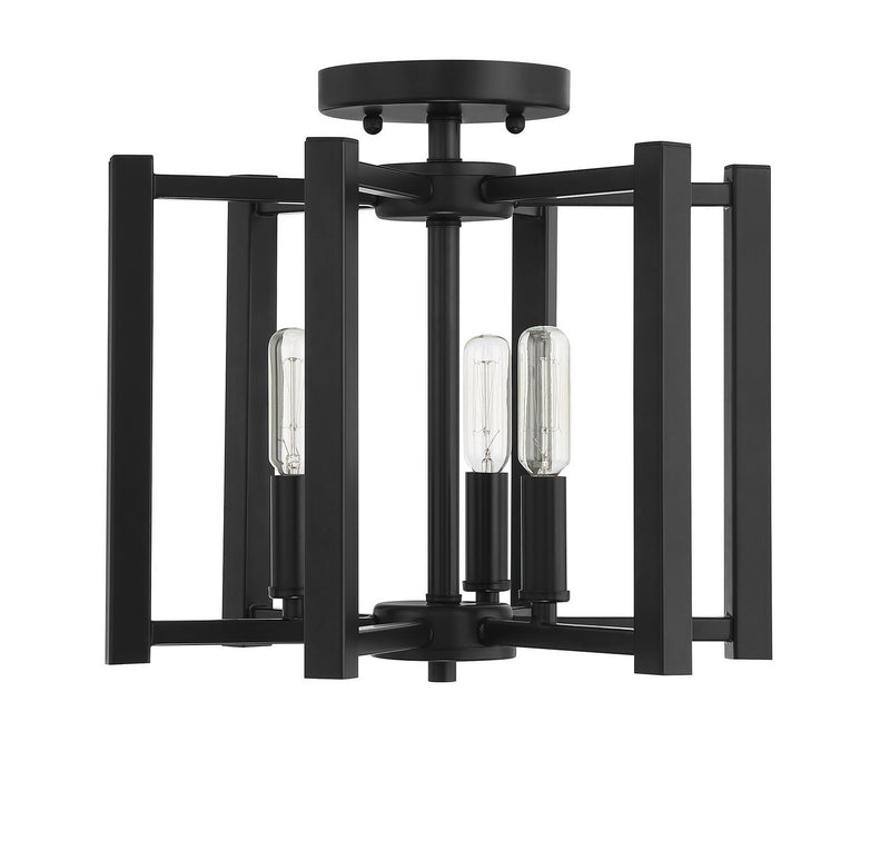 Savoy House 6-7702-3-89 Three Light Semi-Flush Mount, Matte Black (2)
