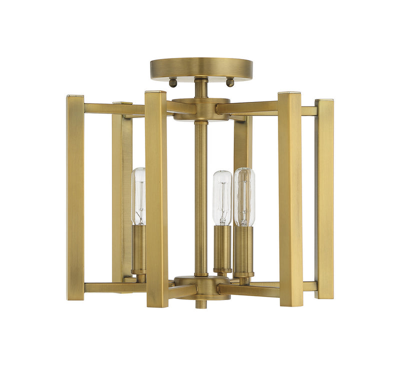 Savoy House 6-7702-3-322 Three Light Semi-Flush Mount, Warm Brass (2)